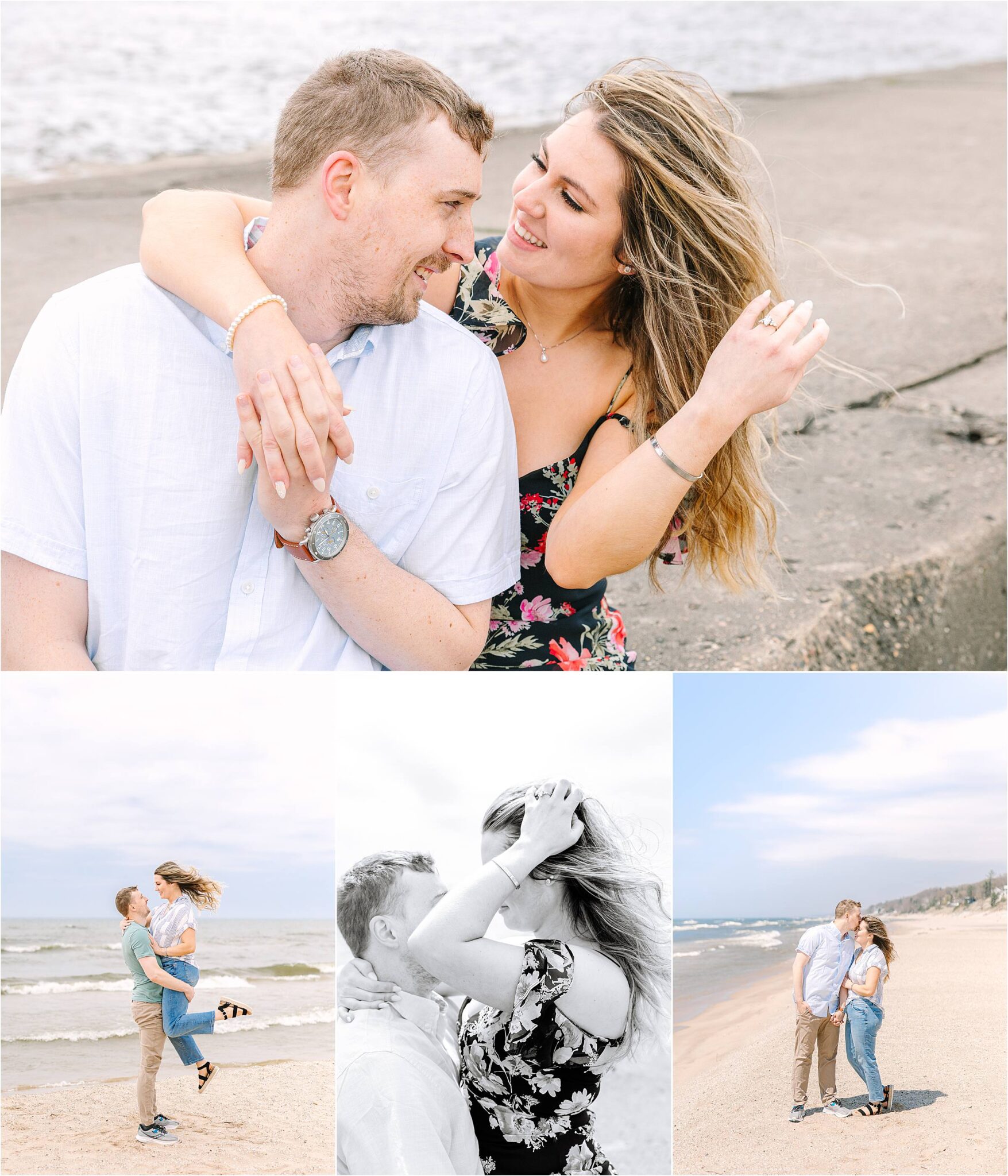 Rachel Rollear Beach Grand Haven Michigan Beach Engagement | Rachel & Alex's Magical Session ...